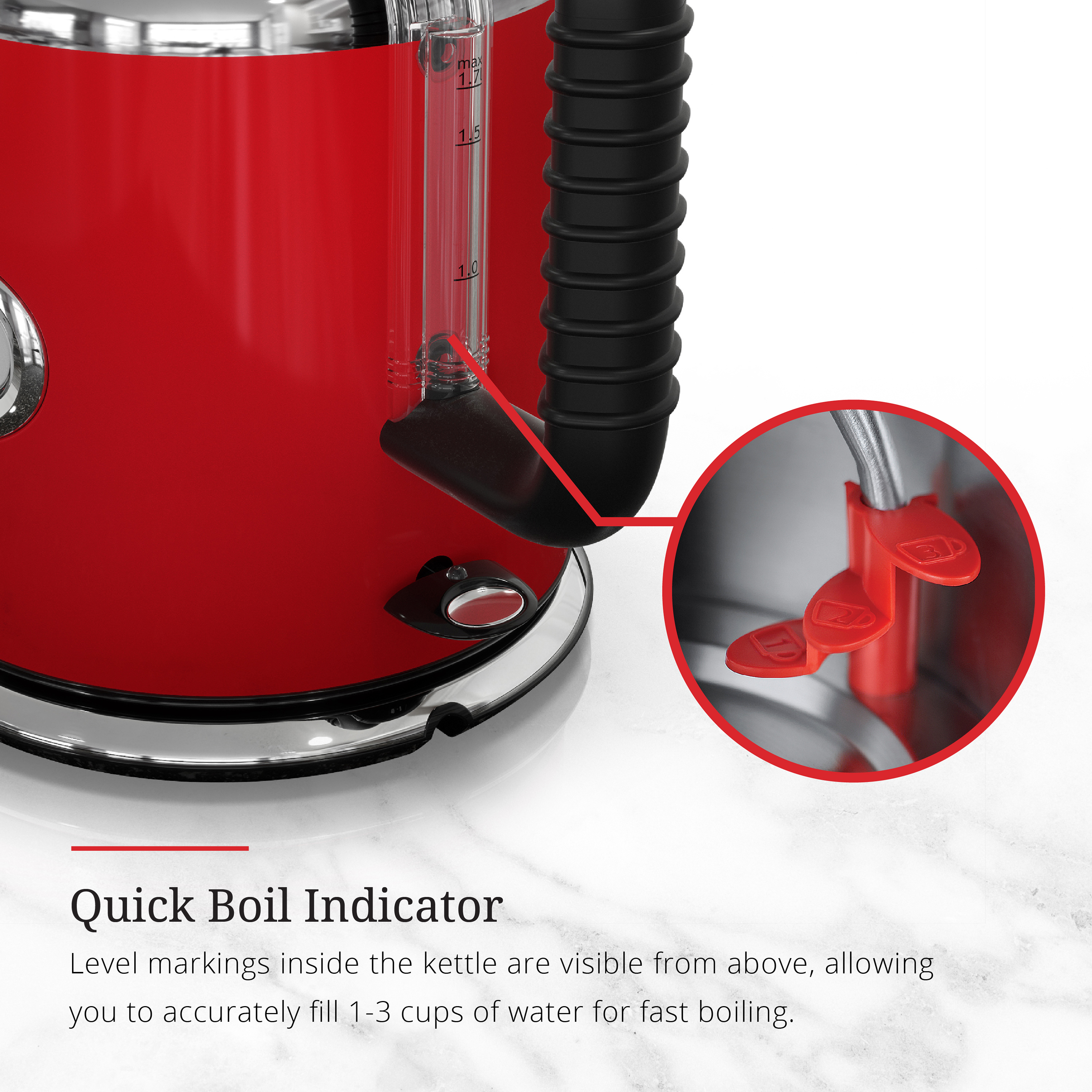 Retro Style Electric Kettle | Red & Stainless Steel